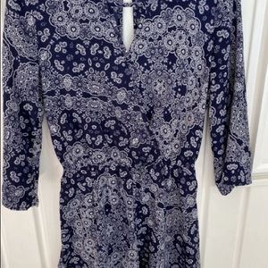 CHARLOTTE RUSSE Blue and White Paisley Rhomper